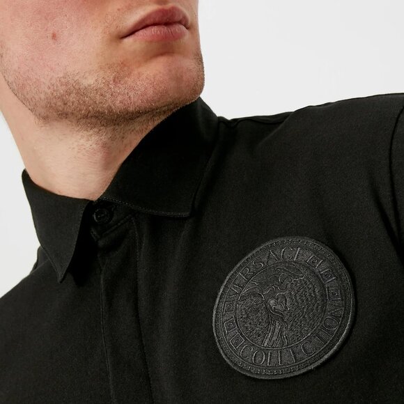 NWT$450 Versace Collection Embroidered Round LOGO 3 Button Polo Shirt - Picture 5 of 15